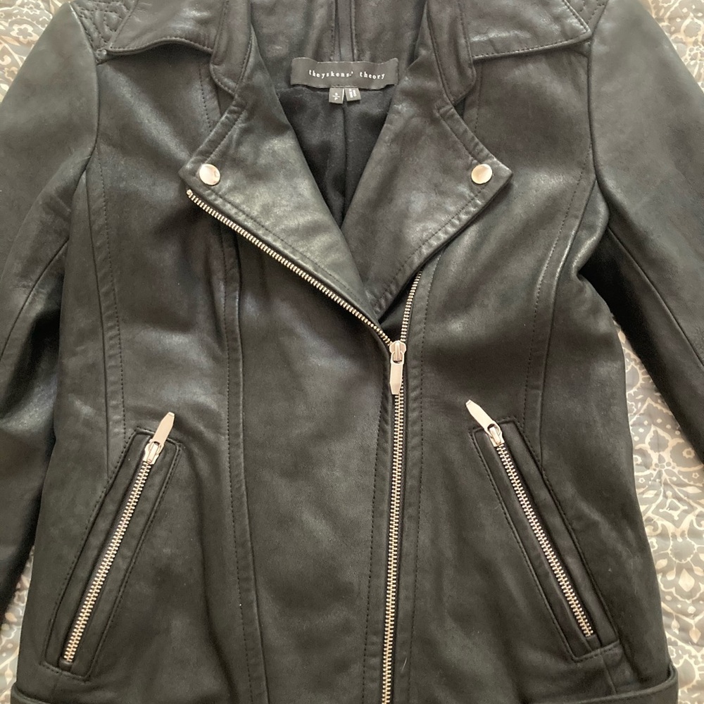 Theyskens Theory Leather Moto w/ wool lining. Sml